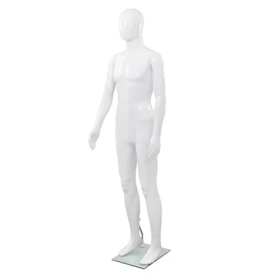 Gossi corp manechin masculin, cu suport din sticla, alb lucios 185 cm
