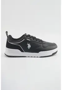 Pantofi sport din piele ecologica cu detaliu logo - Alb/Negru