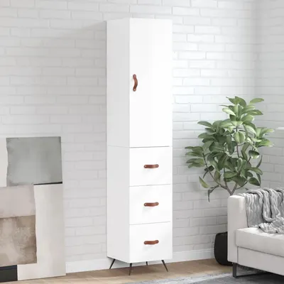 vidaXL Dulap înalt, alb extralucios, 34,5x34x180 cm, lemn prelucrat