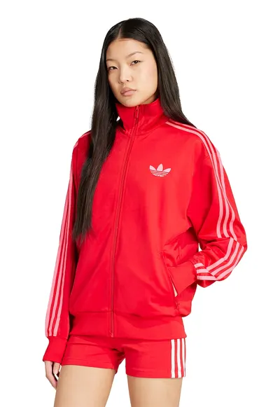 Bluza de trening cu logo si fermoar Firebird - Rosu vermillion/Alb murdar