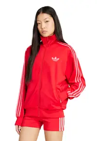 Bluza de trening cu logo si fermoar Firebird - Rosu vermillion/Alb murdar