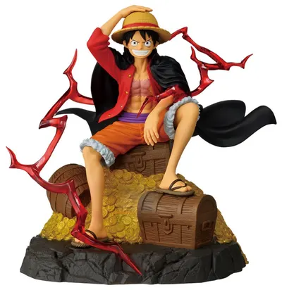 Statuetă Banpresto Animation: One Piece - Monkey D. Luffy (Sitting), 17 cm