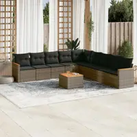 Gossi set mobilier de gradina cu perne, 10 piese, gri, poliratan