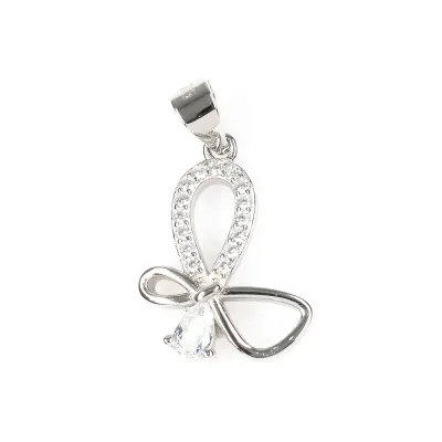 Pandantiv din argint fluture modern cu pietre zirconice