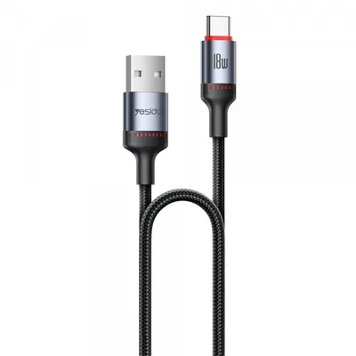 Cablu Date si Incarcare USB-A - USB-C Yesido CA129C, 18W, 1.2m, Negru