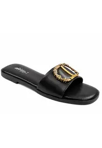 Papuci dama piele naturala AGQS80013A 01 N - Negru