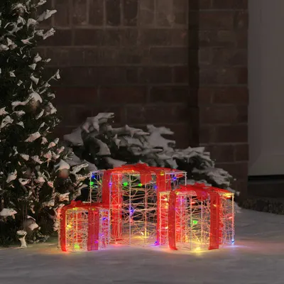 vidaXL Cutie cadou 3 buc. 60 LED-uri Multicolour 20 x 20 x 20 cm Acril