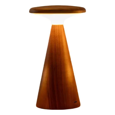 Veioză în culoare naturală închisă LED cu abajur din lemn (înălțime 14 cm) Sylva – Gingko