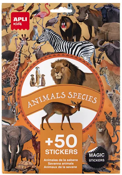 Set autocolante Apli Kids - Savannah animals, 50 piese
