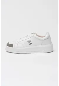 Pantofi sport low-cut de piele cu logo - Gri deschis/Alb murdar