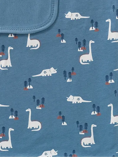 Paturica din bumbac organic 80x100 cm cu model Dino