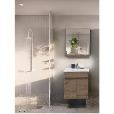 Set mobilier baie Mona suspendat 3 piese walnut 55 cm
