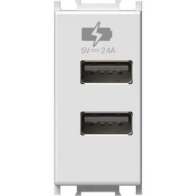 Modul Incarcator 2*USB 5V 2,1A 1M alb, TEM Modul TEM-EM67PW-U