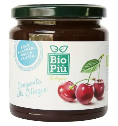 Dulceață de cireșe bio, fără zahăr, 320 g, Bio Piu
