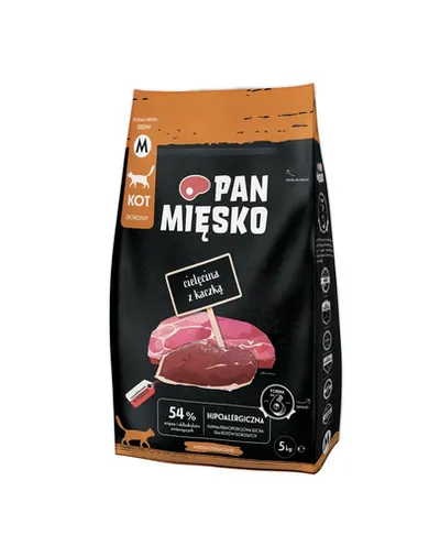 PAN MIĘSKO Vițel cu rață hrană uscată pentru pisici M 5 kg