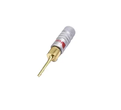 Mufa banana tata 2mm metal cu surub si inel rosu