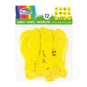 Baloane aniversare Fiorello, 30. 5cm, emoticoane diverse modele, galben metalizat, 170-2347, set 12 buc
