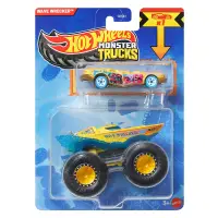 Set 2 vehicule, Hot Wheels, Monster Truck, Wave Wrecker, 1:64, JJT62