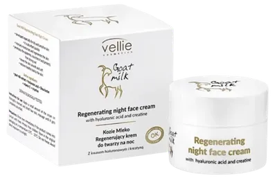 Crema regeneranta de noapte cu Acid Hialuronic Goat Milk, 50ml, Vellie