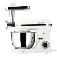 Mixer cu bol Daewoo DHM200MGW, 2000W, capacitate bol 5.5l, accesoriu masina de tocat, capacitate de tocare 1.2 kg/min, 3 discuri de taiere din inox, tel, carlig framantare, palete amestecare, Alb