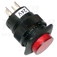 Buton mini cu semnalizare luminoasa, rosu MNG-006R 1×NO, 6V AC/DC