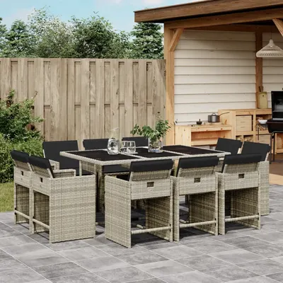 Gossi set mobilier de gradina cu perne 11 piese gri deschis poliratan