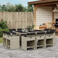 Gossi set mobilier de gradina cu perne 11 piese gri deschis poliratan