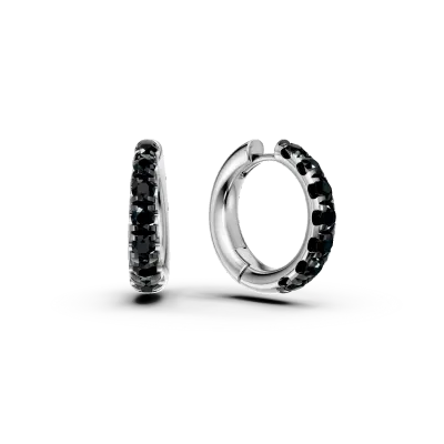 Cercei rotunzi din aur alb cu diamante negre de 0.67ct