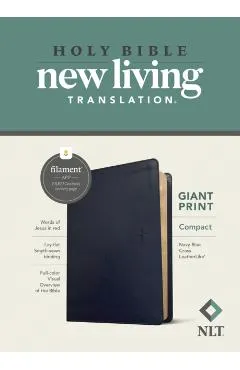 NLT Compact Giant Print Bible, Filament Enabled Edition (Red Letter, Leatherlike, Navy Blue Cross)