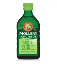 Ulei din ficat de cod cu aroma de mere verzi, 250ml, Moller's