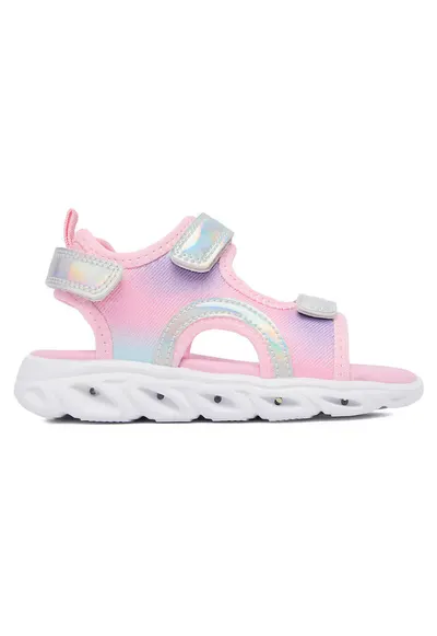Sandale roz - textil - piele ecologica - sistem inchidere Velcro - Roz
