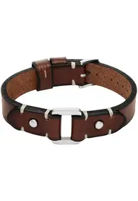 Bratara Jewelry piele JF04942040 - Maro - Argintiu