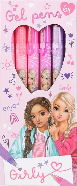 Pixuri cu gel colorate Depesche TopModel - Girly, 6 culori în roz și violet