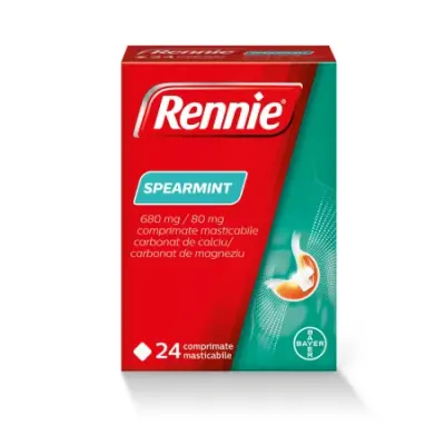 Rennie Spearmint, Bayer | 24 comprimate masticabile