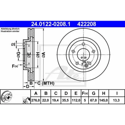 Disc frana ATE 24.0122-0208.1