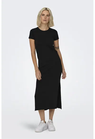 Rochie-tricou cu slituri laterale Yava - Negru