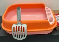 Litiera pentru pisici, cu margine inalta si paleta 48 x 30 x 17 cm, roz