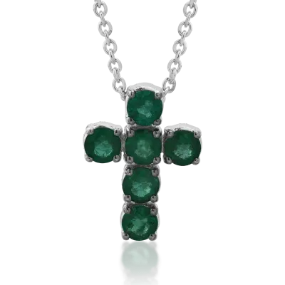 Lant cu pandantiv din aur alb cu smaralde de 1.65ct
