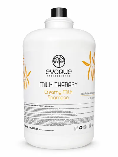 sampon Profesional Hidratant EVOQUE Milk Therapy Creamy Milk 2850 ml , cu Proteine din Lapte, 12 Aminoacizi E i Vitamina E, pentru Par Uscat E i Fragil