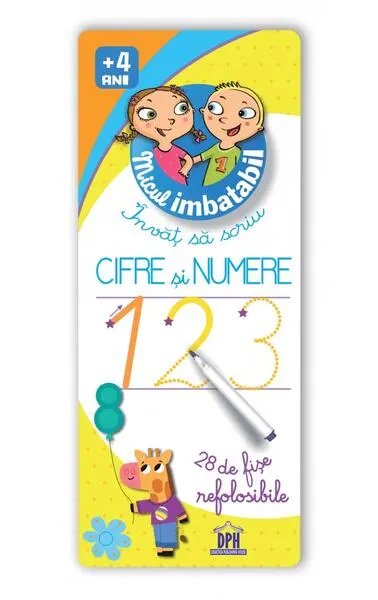 Micul imbatabil. Scrie și șterge. Învăț să scriu cifre și numere (28 de fișe refolosibile + pix) - Board book - ***
