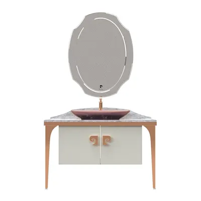 Set mobilier baie Pierre Cardin Venus 3 piese alb-aramiu 120 cm