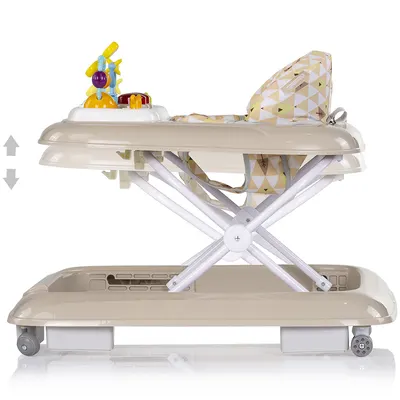 Premergator pentru copii Chipolino Baby Steps Beige cu panou de joaca, inaltime reglabila si tavita detasabila