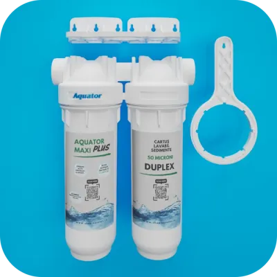 Filtru de apa Aquator Maxi Duplex Plus, 5000-8000 litri, sistem complet cu rezerva inclusa