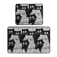 Covorașe de baie negre/gri 2 buc. 60x100 cm White Cats – Foutastic
