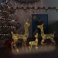 vidaXL Decorațiune de Crăciun familie reni 300 LED-uri alb cald acril
