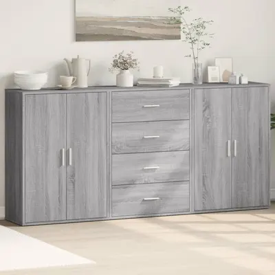 vidaXL Dulapuri, 3 buc., gri sonoma, 60x31x84 cm, lemn prelucrat