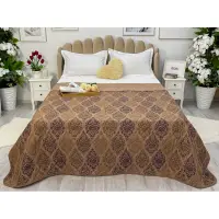 (OFERTA 3 la 199 Lei) Cuvertura matlasata cu doua fete pentru pat dublu , 210x210, Maro, oriental