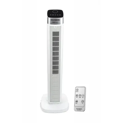 Ventilator turn digital Hausberg HB-5953AB, 55W, 41 inch, 3 viteze, 3 moduri, temporizator 24h, LED, oscilatie, telecomanda, difuzor parfum, alb Engros