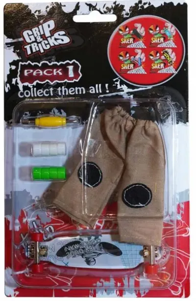 Set jucarii pentru degete Grip&Trick - Long Board, gri cu inscriptie
