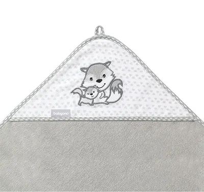 Prosop copii Baby Ono cu gluga fibra bambus 100x100 cm gri